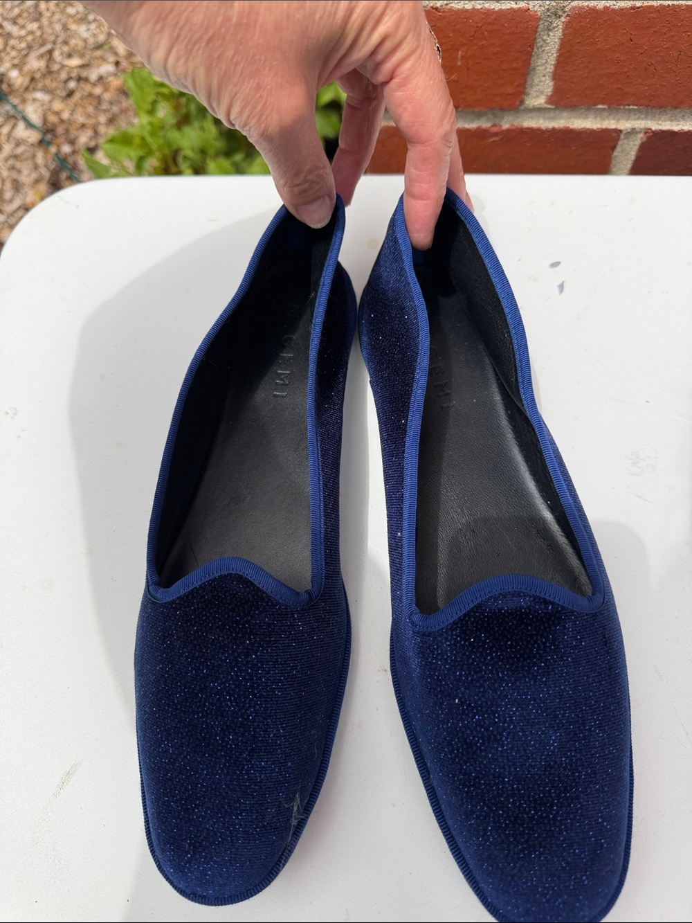 Women's Navy Velvet Slip-On Loafers